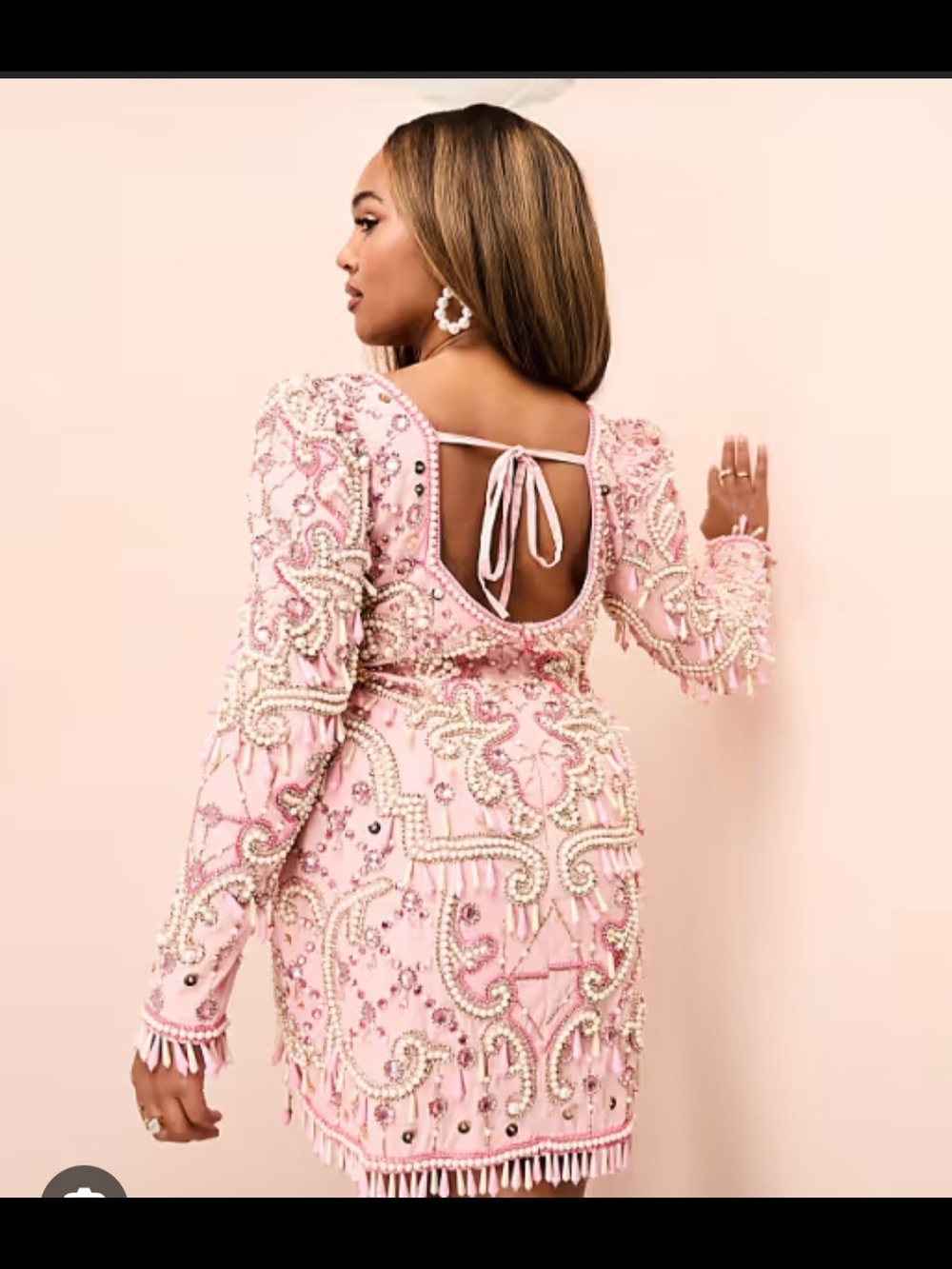 ASOS Curve Pink Beaded Backless Mini Dress